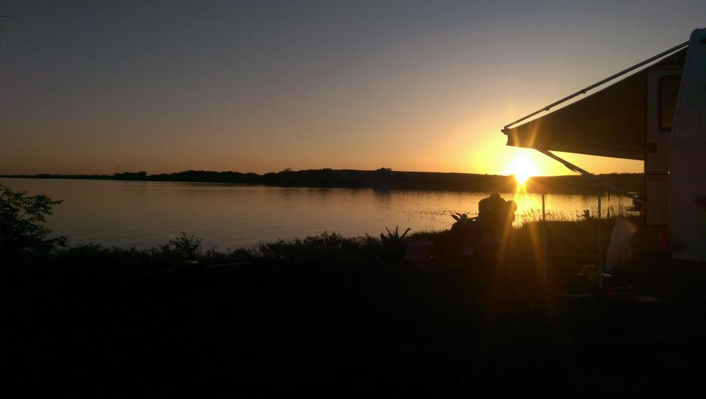 camp at sunset