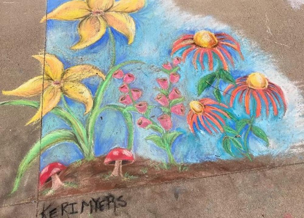 chalk art flowers