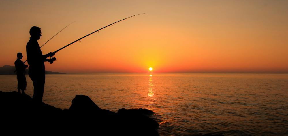fishing sunset as