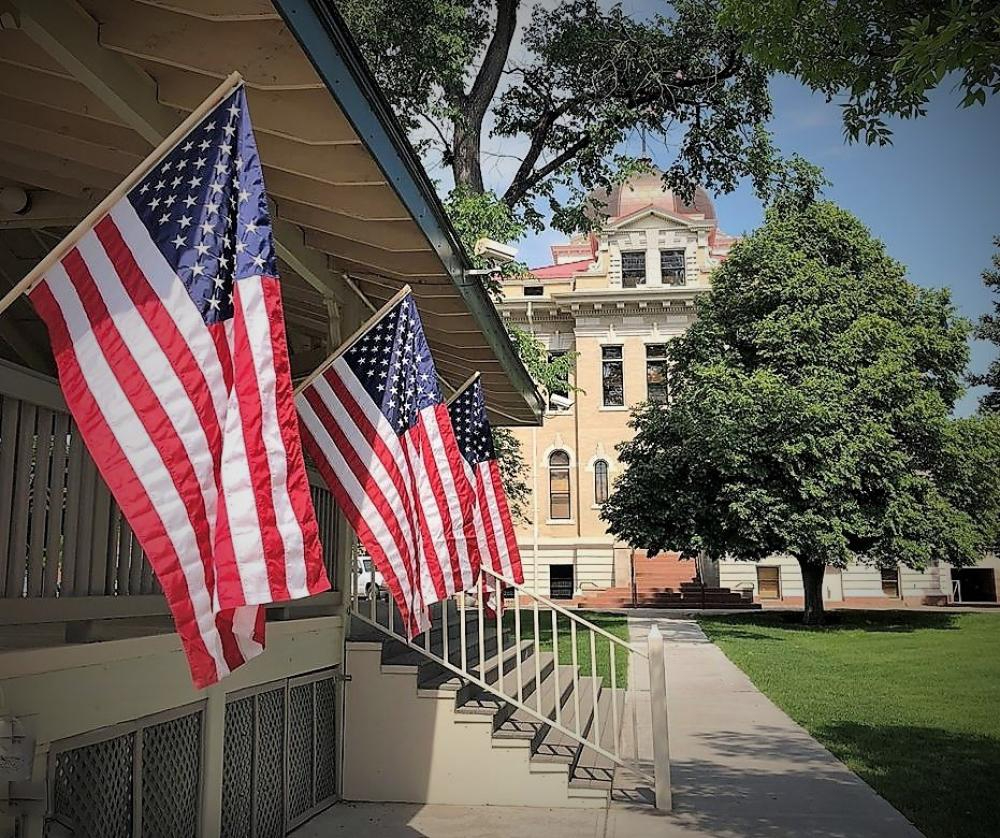 flags on pavilion