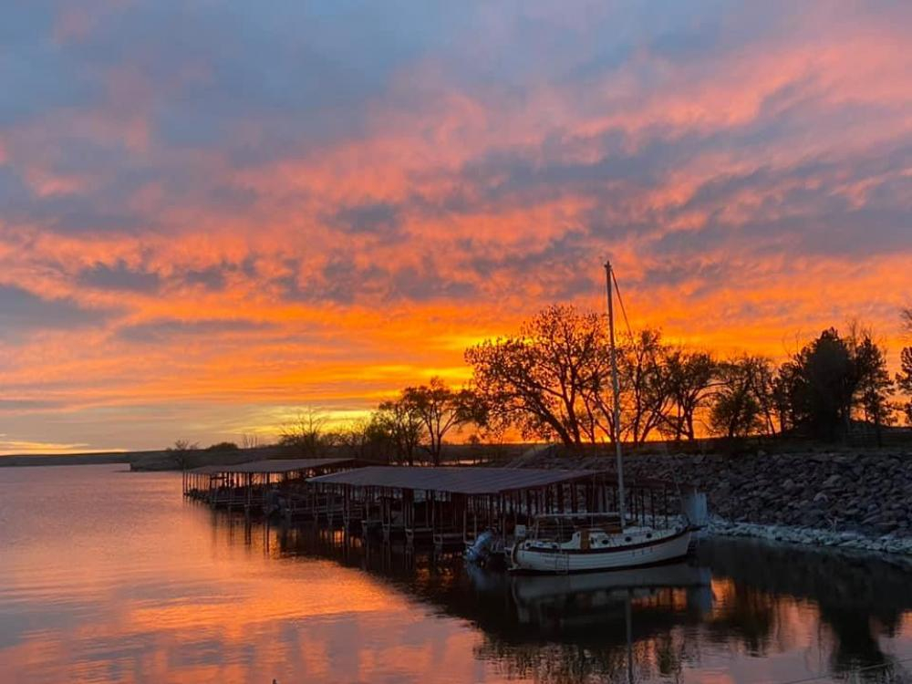 north sterling state park boat slips at sunset