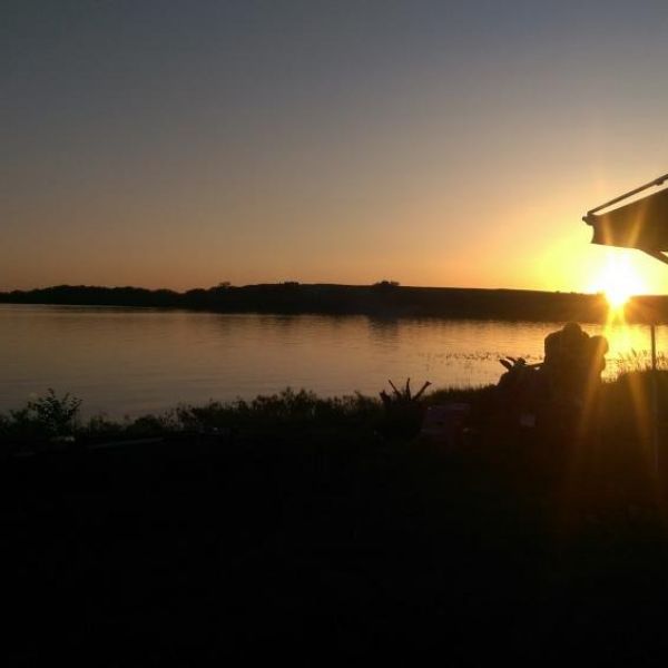 camp at sunset